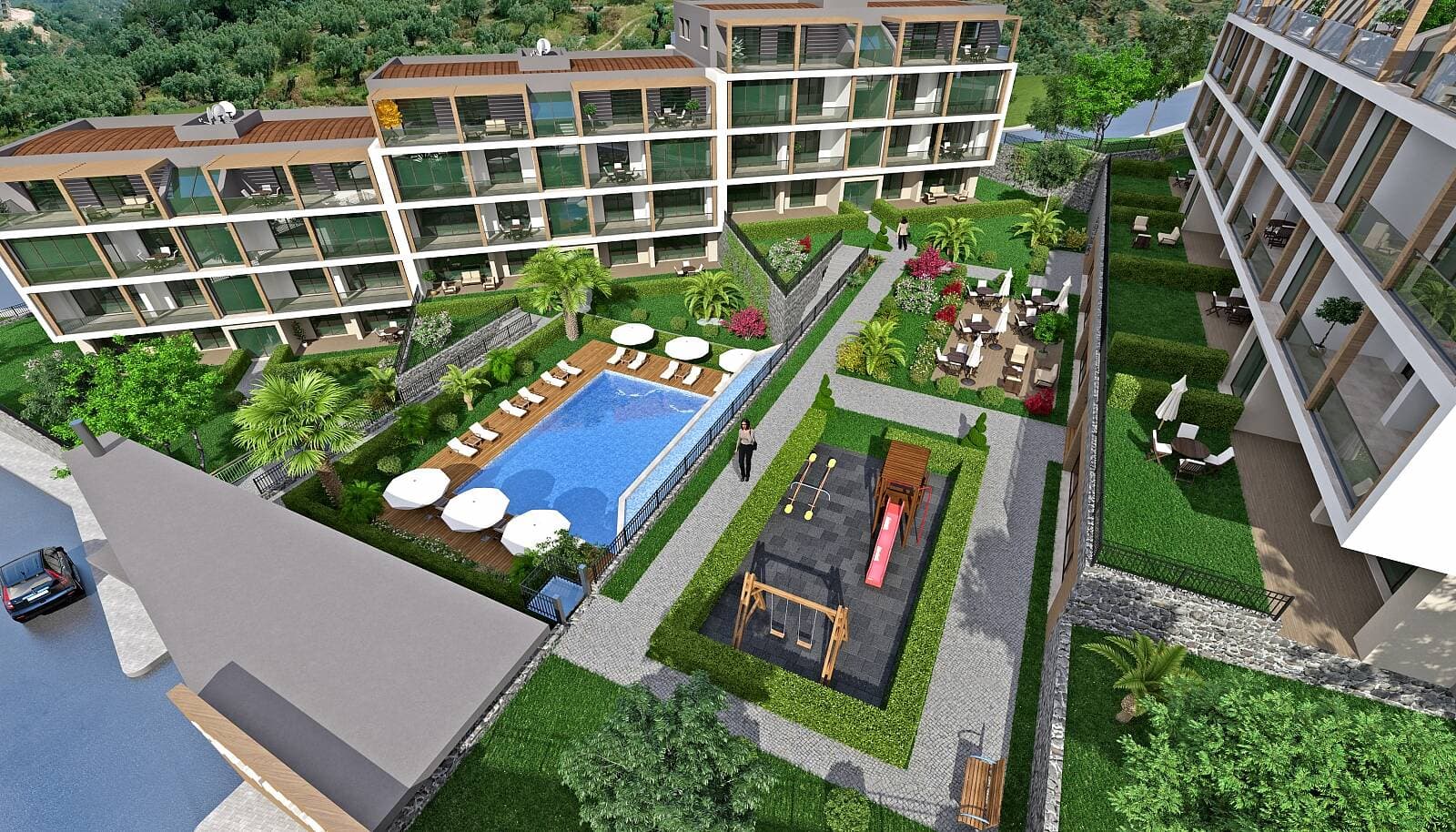 Sea View Duplex Apartments with Pool in Bursa Mudanya